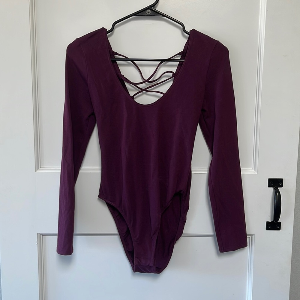 Victorias Secret Maroon Long- Sleeve Bodysuit